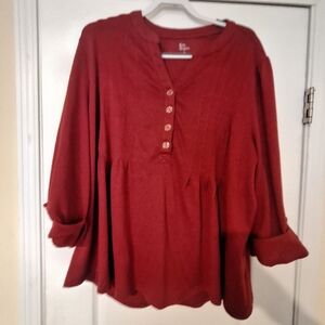 Kim Rogers 3X‎ Women's Red Button-Up Peplum Top